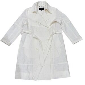 Banana Republic Factory Linen Cotton Delave Trench Coat S Petite Double Breasted
